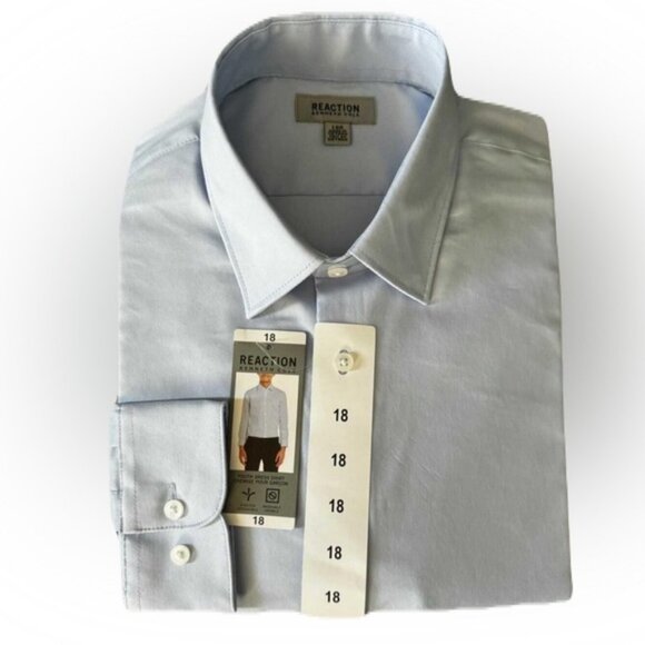 Kenneth Cole Reaction Button Down Shirt Size 18 Blue NEW - Picture 2 of 3